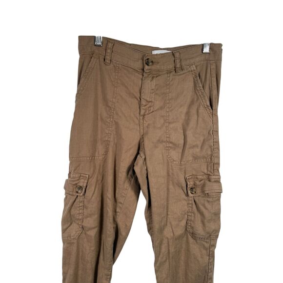 Evereve Tessa Linen Lyocell Cargo Utility Jogger Pants Sandcastle Tan Womens 27 - Picture 3 of 7